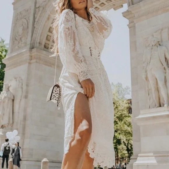 Spell | Dresses | Spell And The Gypsy Collective Dawn Lace Up Midi Dress  Cream New Size Medium | Poshmark